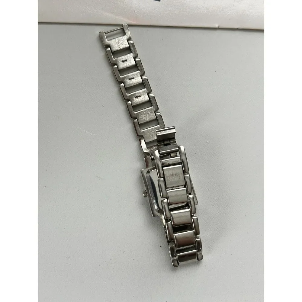 Vintage 90s Square Face Quartz Wristwatch with Chain link Band
